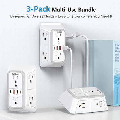 3 Pack Surge Protector Outlet Extender, 6 Outlet Splitter - Image 6
