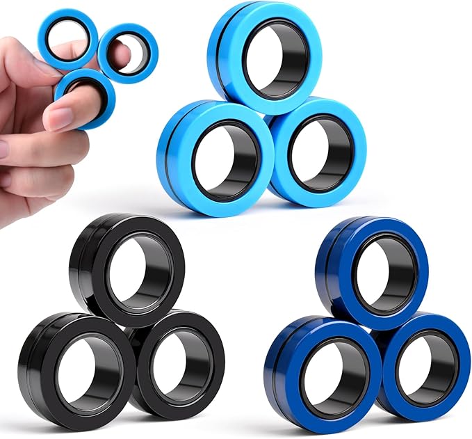 Cevioce 9 PCS Magnetic Ring Fidget Toys Set, ADHD Anxiety Magnetic Finger by Cevioce