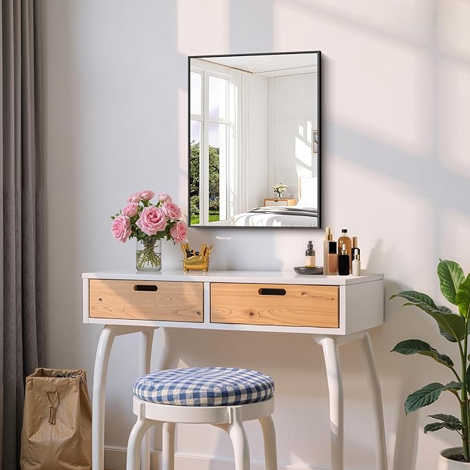 Black Bathroom Mirror for Wall, 18x24 Inch Rectangle Mirror - Image 9