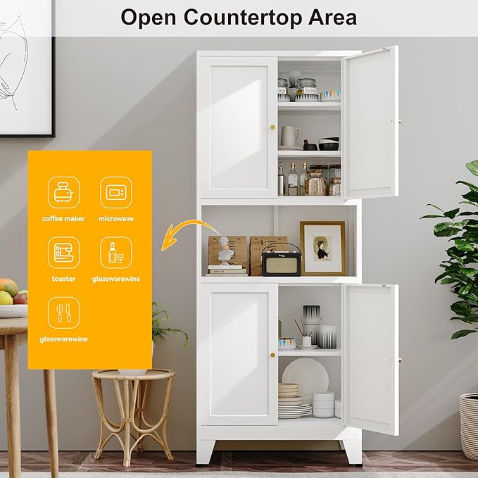 Metal Pantry Storage Cabinet, Microwave Stand - Image 5