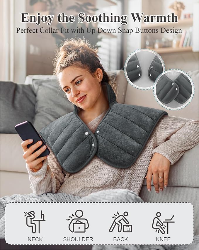 Heating Pad for Neck and Shoulders and Back, Gifts for Women Men, 2lb Weighted - Image 3