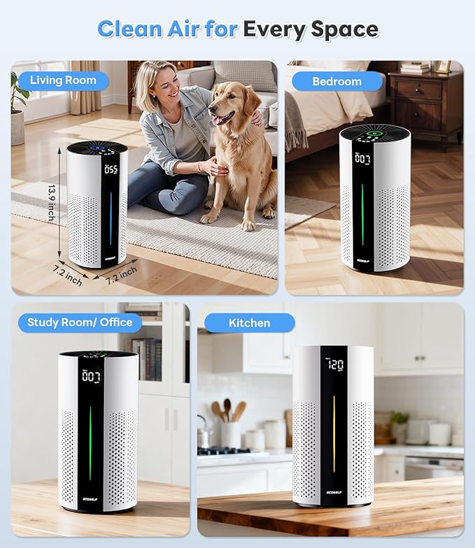 ECOSELF Air Purifiers for Home Large Room up to 1800 Ft², Air Purifiers for - Image 8