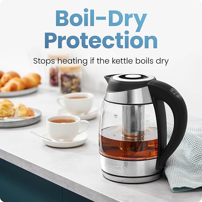 Chefman Electric Kettle with Temperature Control, 5 Presets LED Indicator Lights - Image 6