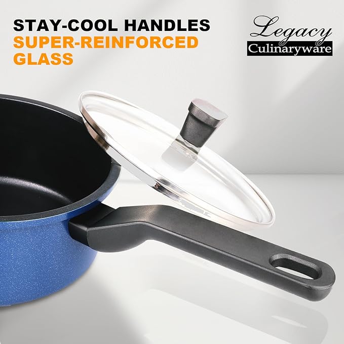 Nonstick Sauce Pan with Lid, 1.5Qt & 2Qt Set, PFOA Free, Kitchen Pots Induction - Image 5