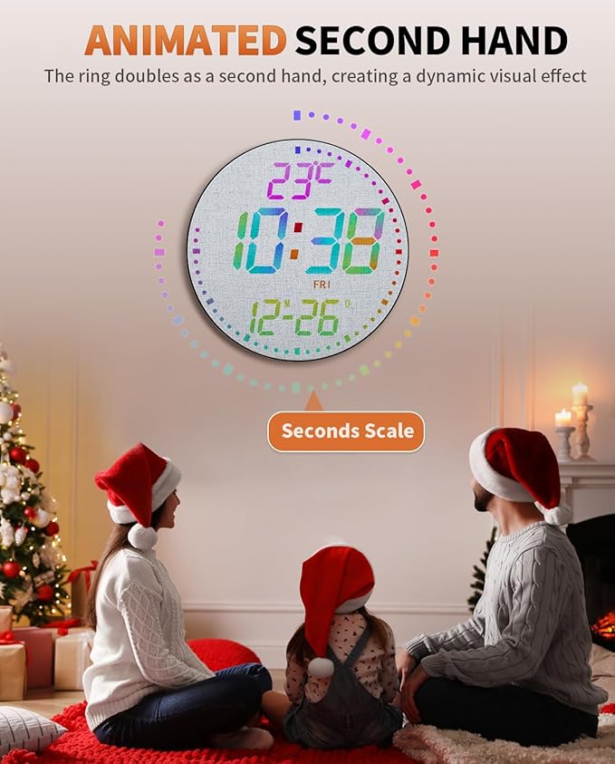 GLOKUUCA 12" Large Digital Wall Mount Clock, Count Down Timer, Big LED - Image 4