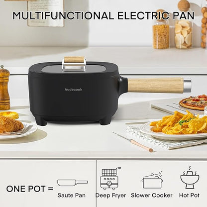 Audecook Hot Pot Electric 2L, Cermic Glaze Non-Stick Frying Pan 8 Inch - Image 5