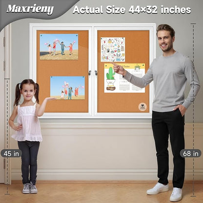Lockable Outdoor Enclosed Bulletin Board, Weatherproof Cork Noticeboard - Image 2