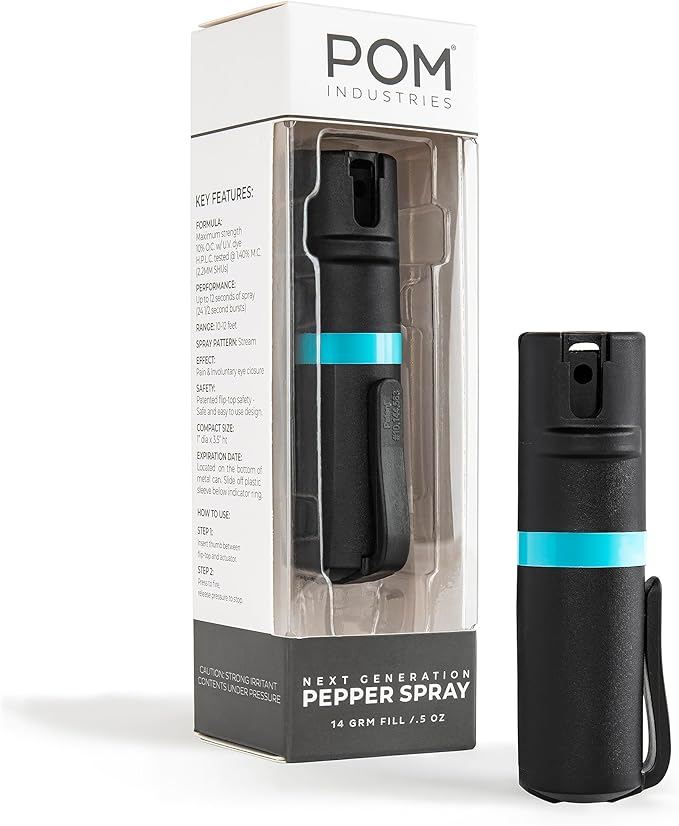 POM Pepper Spray Pocket Clip, Quick Flip Top Safety, Maximum Strength OC Formula by POMIndustries