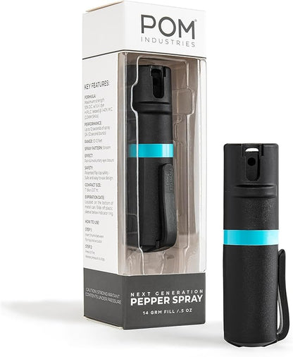 POM Pepper Spray Pocket Clip, Quick Flip Top Safety, Maximum Strength OC Formula by POMIndustries