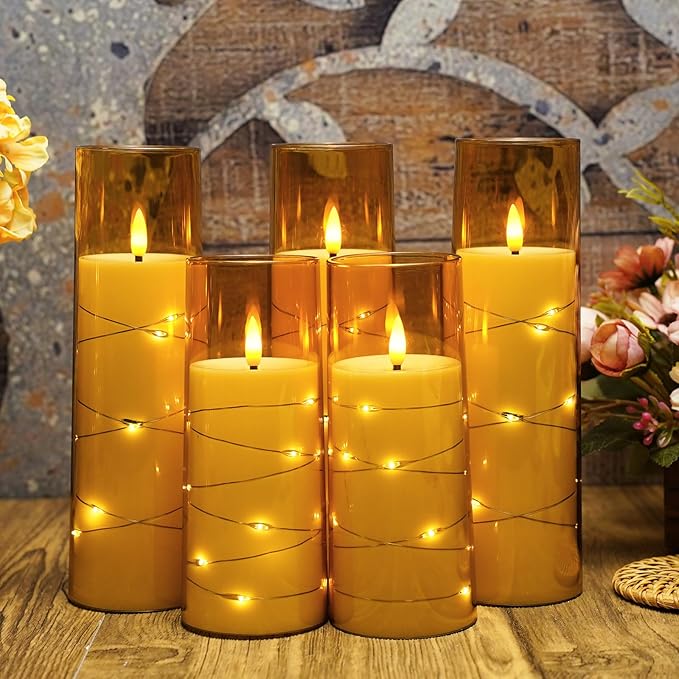 Flameless Candles with Embedded Star String, Battery Operated LED Pillar - Image 4