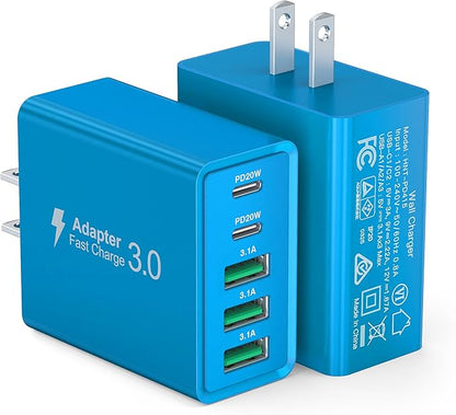 USB C Wall Charger, 60W USB C Charger Block 5-Port PD Fast Charging Blocks by Dulums