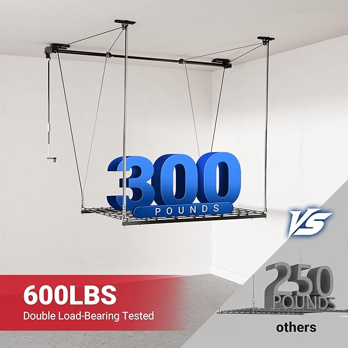 FLEXIMOUNTS GL1 Overhead Garage Lifting Storage Rack, 4x4 Ft Heavy-Duty Metal - Image 4