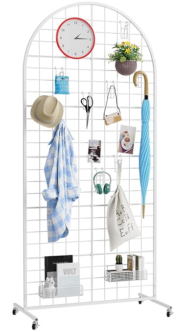 Asee'm Grid Wall Panels Display Stand 2.6' x 5.8' FT White Movable Wire Grid by Aseem