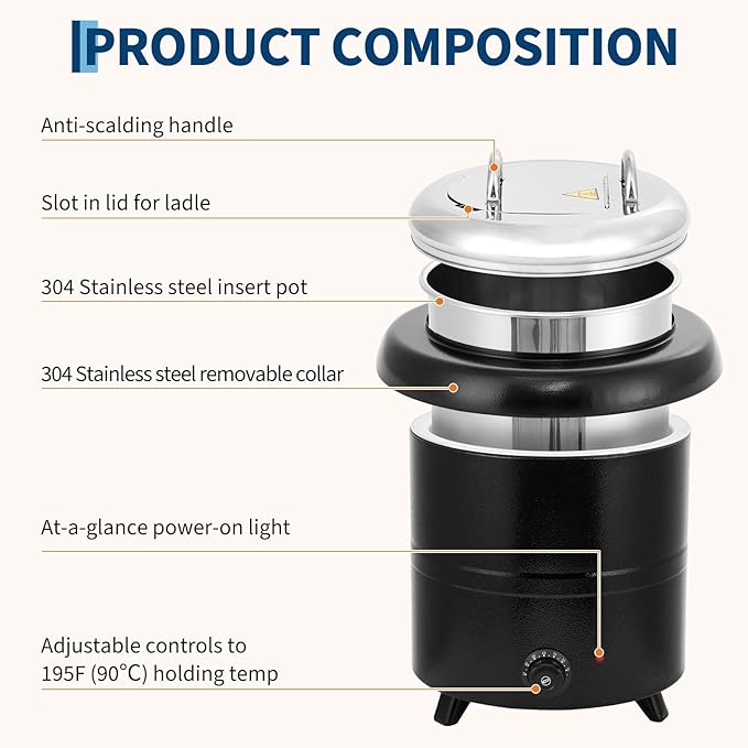 13.7QT Commercial Grade Soup Warmer Kettle - Image 5