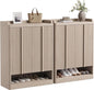 Fluted Shoe Cabinet, 25 Pair Shoe Storage Organizer Cabinet, Mid-Century Wooden by YANSNWO