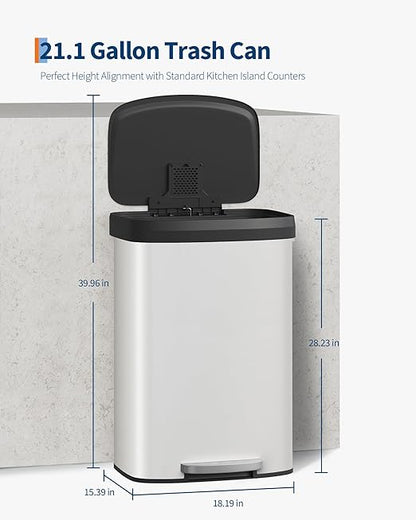 Garvee 21 gal / 80 L Metal Trash Can - Image 6