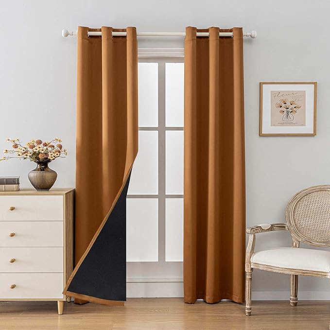 Anytime 100% Blackout Curtain 2 Panels Set, Thermal Insulated Window Drapes by Anytime