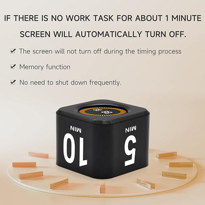 Rotating Productivity Timer 5, 50 Minutes Preset, Desk Cube w/Gravity Sensor - Image 7