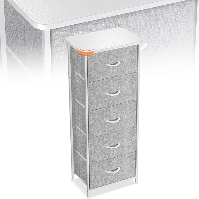 Curved Profile Dresser for Bedroom，5 Fabric Drawer Dresser by Sonharlar