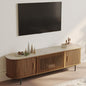 POVISON Sliding Tambour Door TV Stand, Mid Century Modern Sintered Stone TV by POVISON