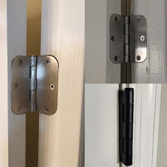 30 Pack Rounded Brushed Nickel Door Hinges 3.5 Inch 5/8" Radius 3 1/2" Satin - Image 6