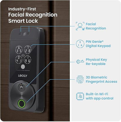Lockly Visage Zeno Series Smart Lock, Facial Recognition & Fingerprint Keyless - Image 2