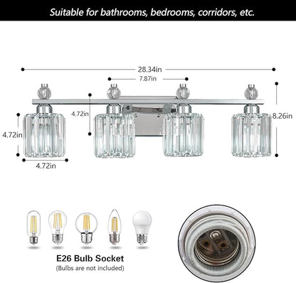 FDPBY Bathroom Vanity Lights 4-Light Chrome Modern Crystal Vanity Light - Image 5