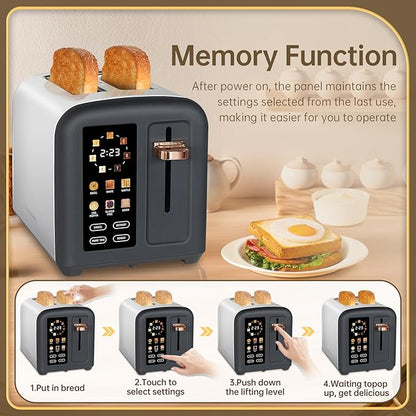 SEEDEEM Toaster 2 Slice, Full Touch Control Stainless Toaster, LCD Display - Image 6