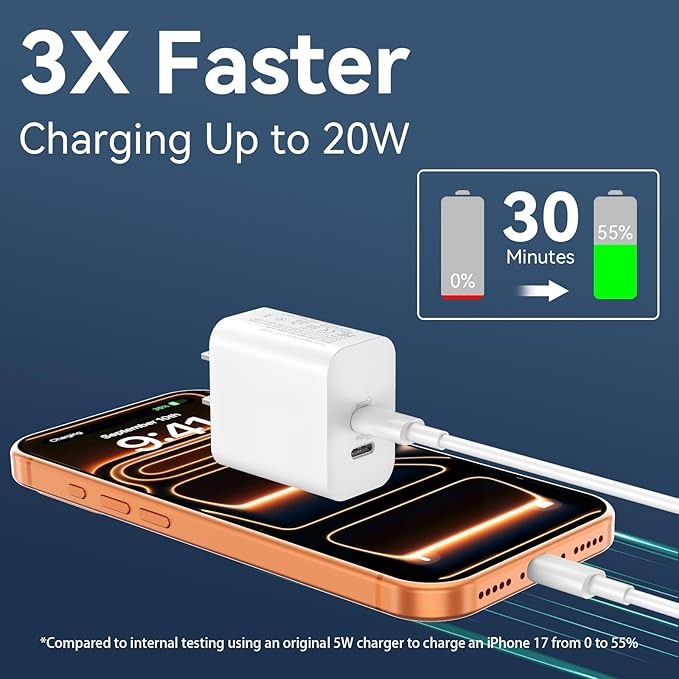 USB C Charger for iPhone 17/16/15 Pro Max Charger Fast Charging 10FT, 20W C - Image 2