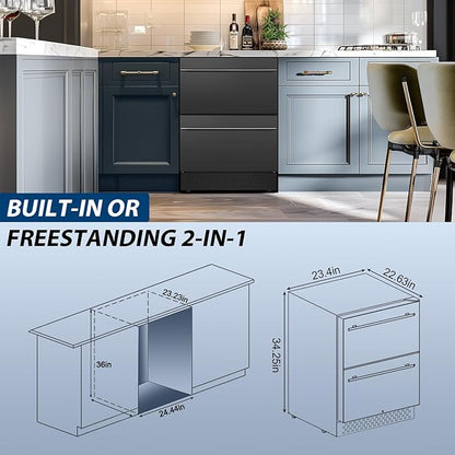 Tylza Under Counter Drawer Fridge 24 Inch, Built-in/Freestanding Beverage - Image 7