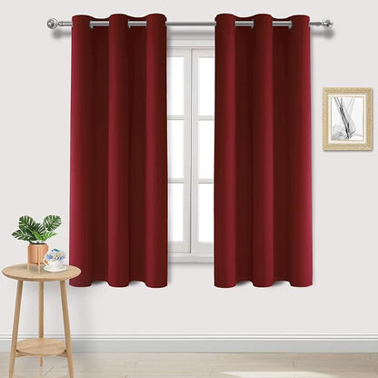 DWCN Burgundy Curtains 63 Inch Length, Living Room Curtains Drapes by DWCN