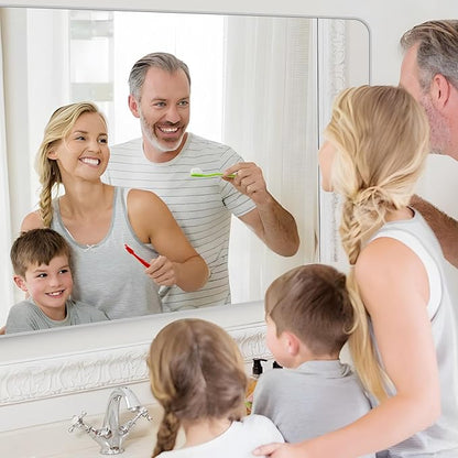 30x60 Inch Silver Bathroom Mirror, Large Rectangular Vanity Mirror, Metal - Image 7