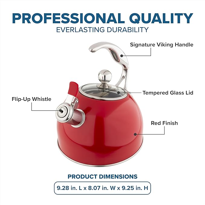 Viking 3-Ply Stainless Steel Tea Kettle, 2.6 Quart Stovetop Hot Water Pot - Image 4