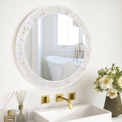 Tanmicoshomy Round Wall Mirror 24 Inch, Circle Mosaic Mirror - Image 7