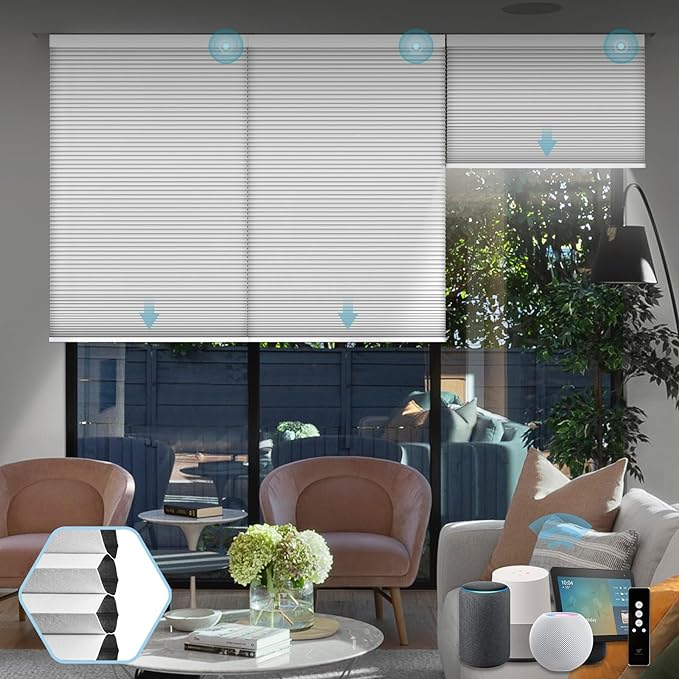 SmartWings Motorized Cellular Shades, Honeycomb Blinds Compatible by SmartWings