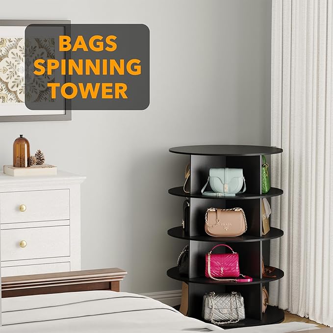 SpaceAid 4 Tier Rotating Shoe Rack Tower, Spinning Shoe Display Lazy Susan - Image 5