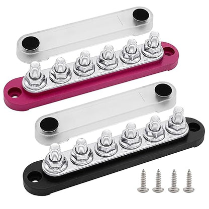 6 x M8 Studs Power Distribution Block Bus Bar 12V, Ampper 5.9" HD 200A Marine by Ampper