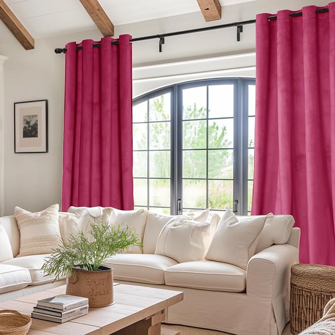 JIUZHEN Velvet Curtains 96 inches Blackout Curtains - Image 4