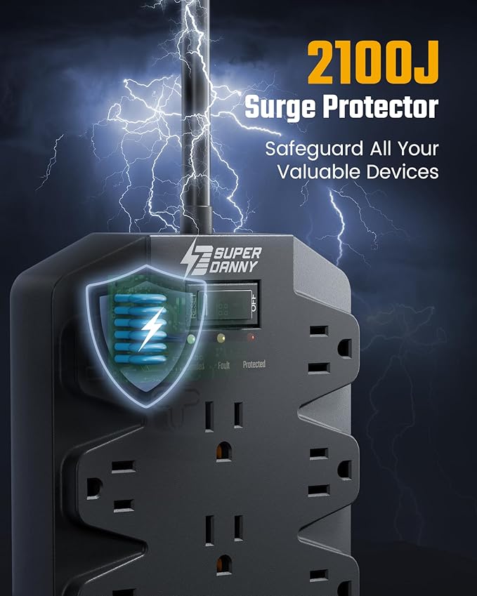 18 Widely Outlets Power Strip, SUPERDANNY Surge Protector - Image 4