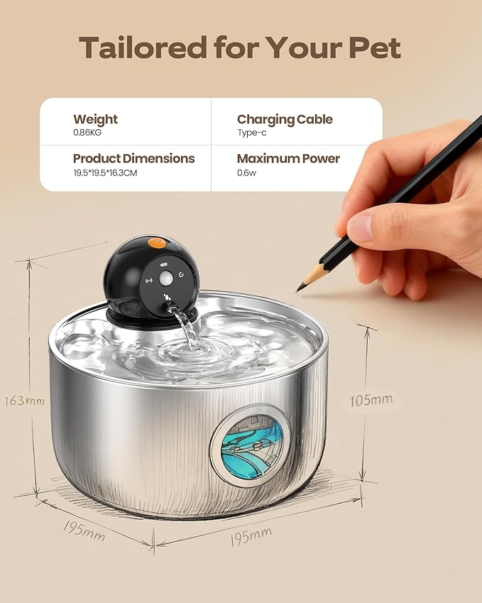 Cat Water Fountain Battery Operated: Wireless Cat Fountain - 88oz/2.6L Cordless - Image 9