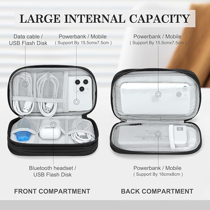 FYY Travel Organizer Pouch Electronic Accessories Carry Case Portable - Image 3