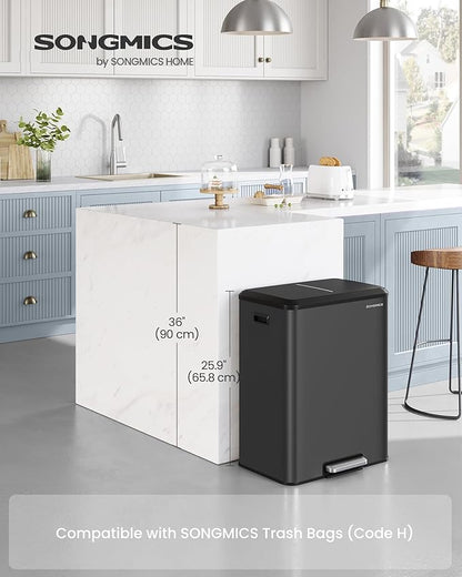 SONGMICS Trash Can, 2 x 8 Gallon Double Garabge Can - Image 2