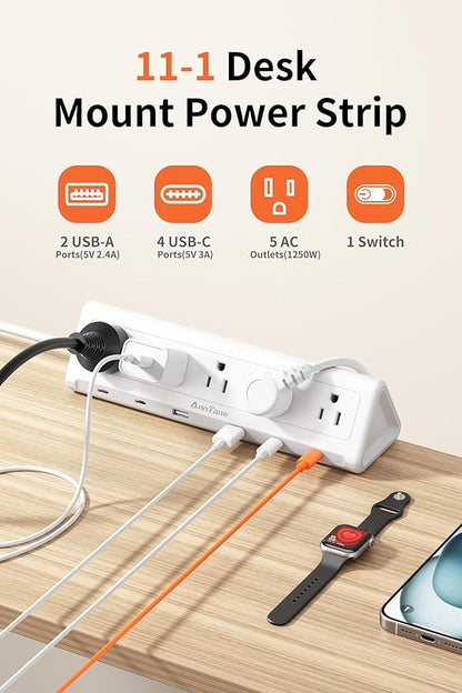6.5 FT Desk Clamp Power Strip - Image 2