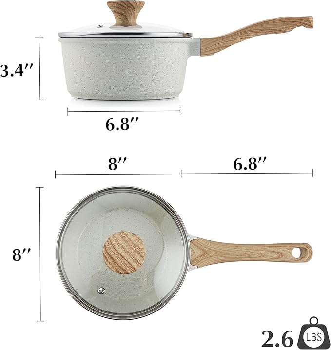 SENSARTE White Ceramic Nonstick Saucepan - Image 8