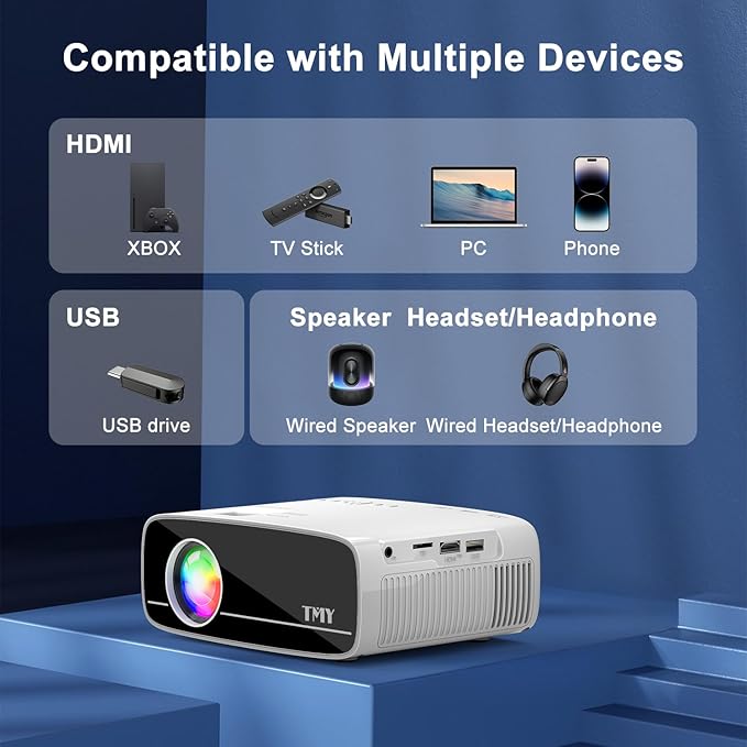 TMY Projector with WiFi and Bluetooth, Native 1080P Mini Projector, Portable - Image 5