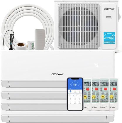 COSTWAY 30k Quad 4 Zone Mini Split Air Conditioner, 23 SEER2, 9k+9k+9k+12k BTU by COSTWAY