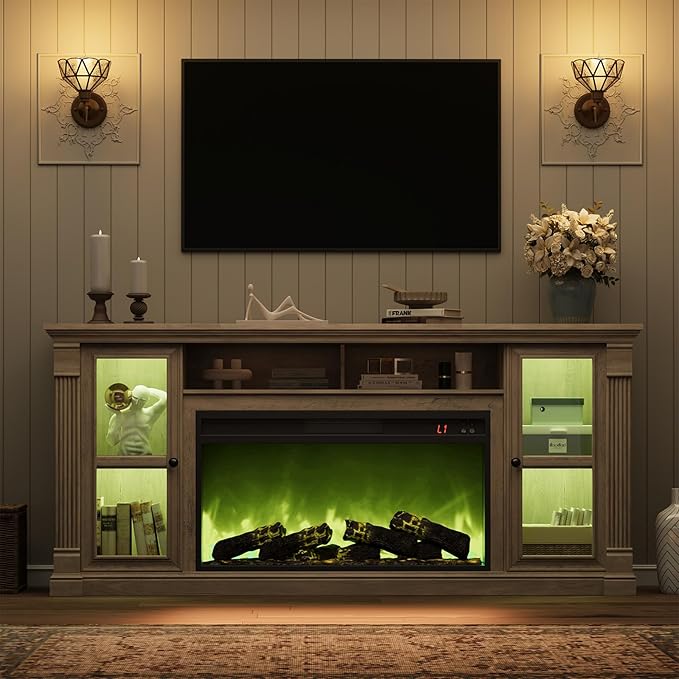 Farmhouse Fireplace TV Stand Up to 80" TVs, Media Console - Image 6