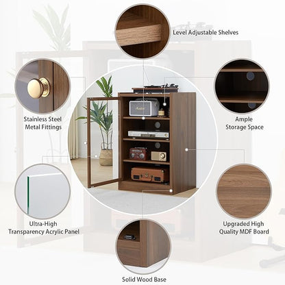 Walnut 5-Tier AV Media Shelf Storage Cabinet - Image 6