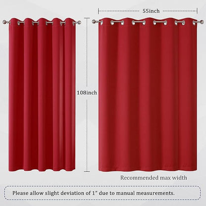 DUALIFE 108 inches Long Red Blackout Curtains - Image 6