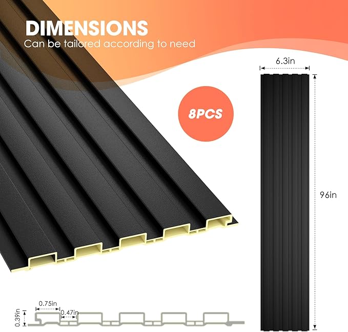 OUZUGIE WPC Acoustic Slat Wall Paneling, Living Room, TV Background, Study Room - Image 3